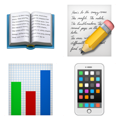 📖📝📊📱 Emoji Domain iOS rendering